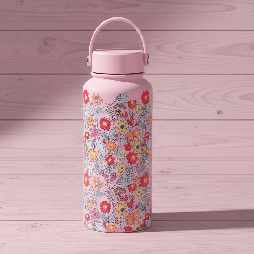 Floral Pink - Water Bottle – BLINGSPOT