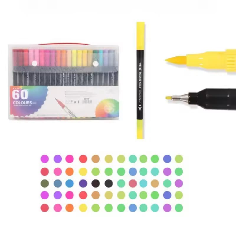 Soft Head Double Tip ( 2in 1 ) Markers Set Of 12 / 24 / 36