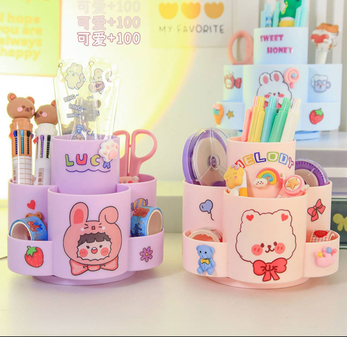 Soft Colors Rotary -  Pen Holder / Desk Organizer