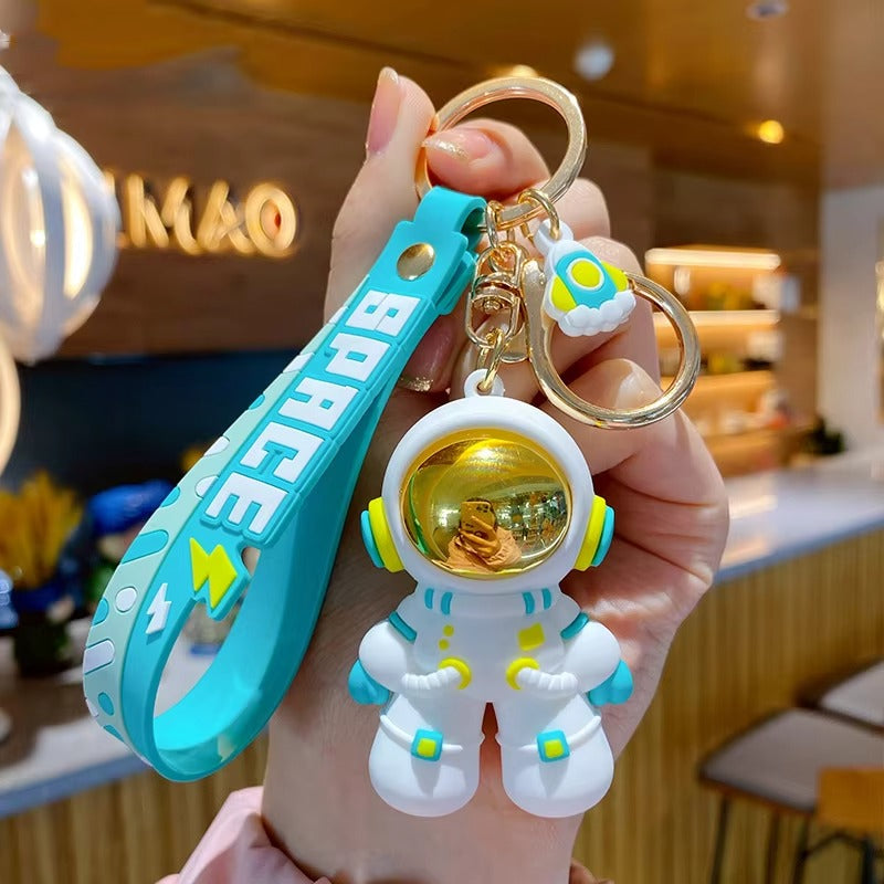 Space Astronaut Blue - Gold Key Ring