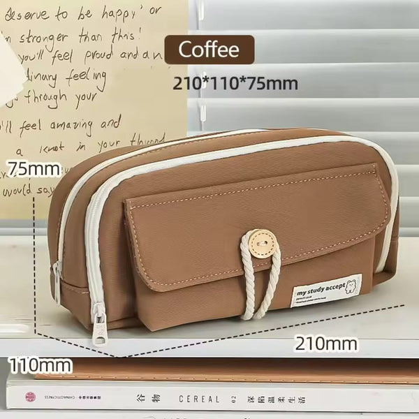 Study Hard Series Stationery Organizer Coffee - Zipper Pouch