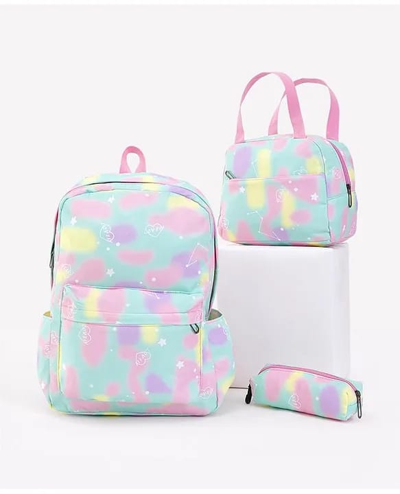 Zodiac Sign Stars & Love Pink & Teal Backpack Set Of 3