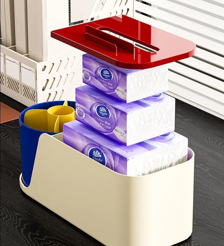 360 Rotate Multifunctional - Stationery Organizer &amp; Desk Organizer - Tissue Box