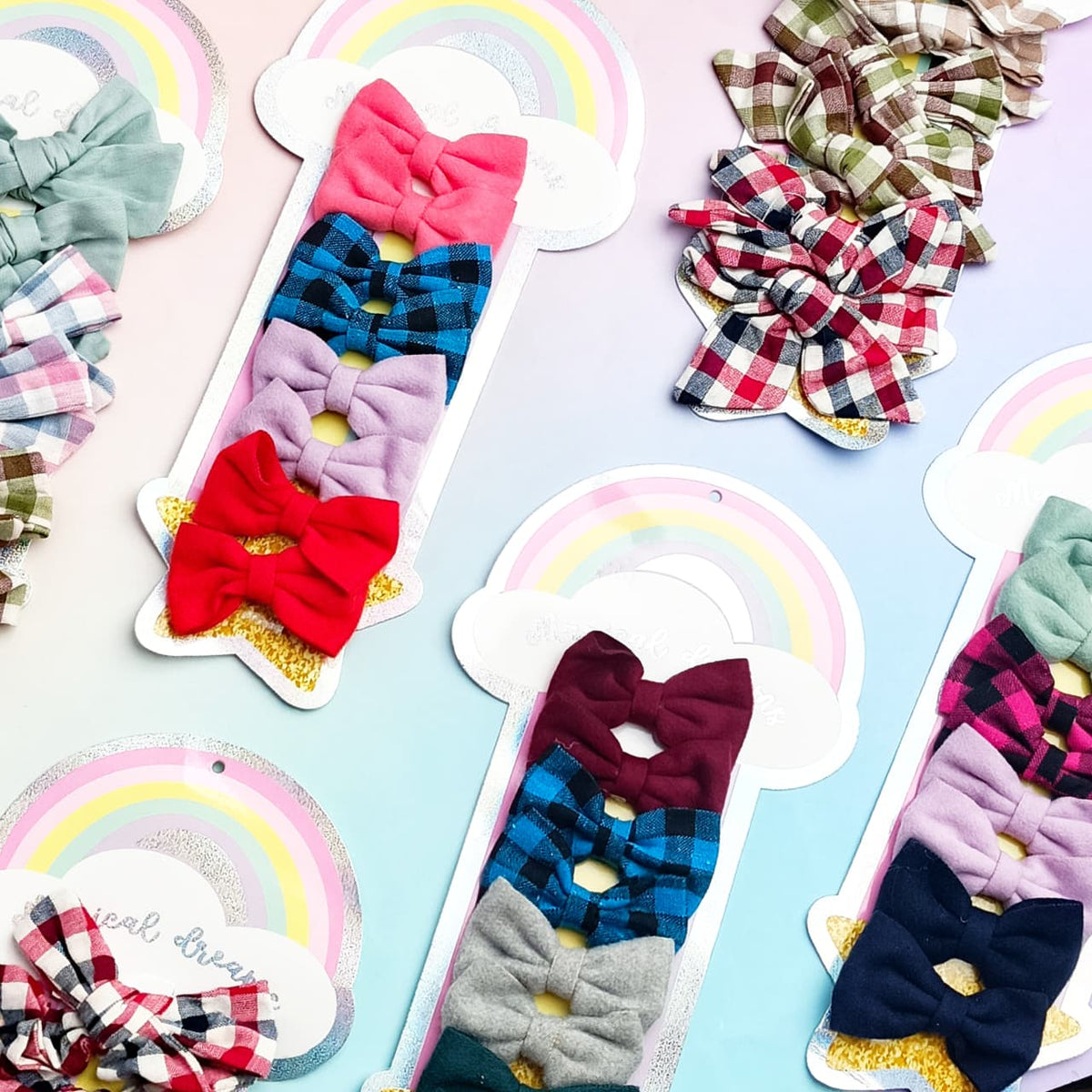 Rainbow  &amp; Mix Bow Series - Hair Clip Set of 8