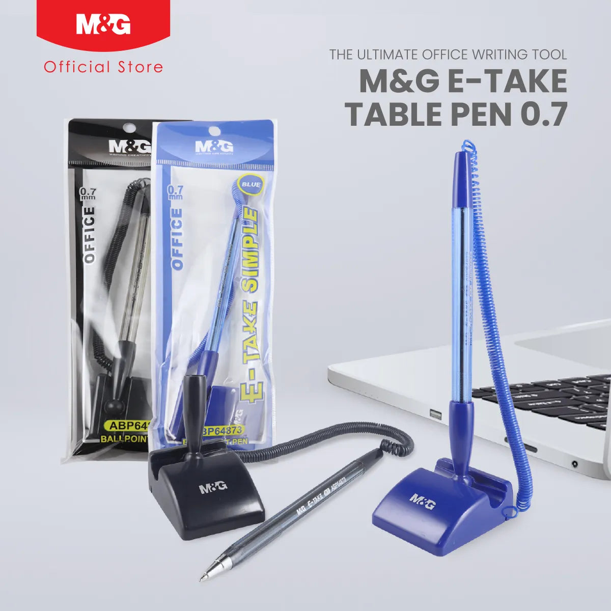 M&G E-Take Simple Blue Desk Pen With Stand