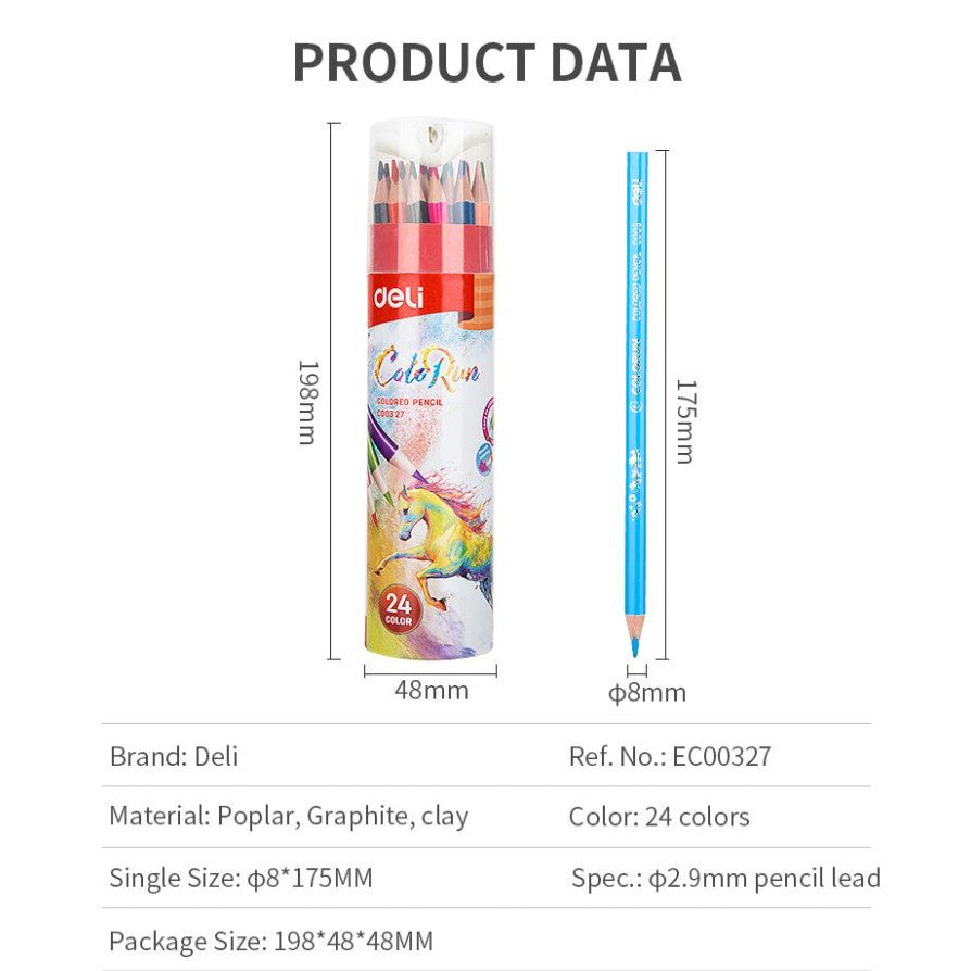 Deli Color Run Pencil Colors Set Of 24 - The Blingspot Studio