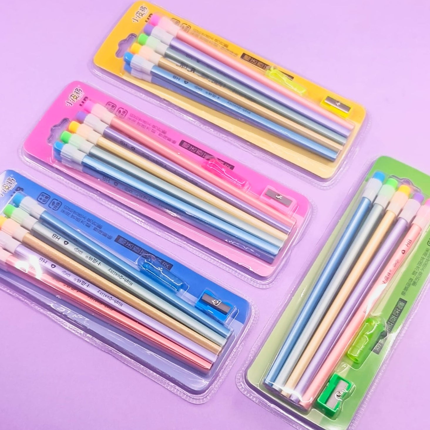 Pastel Colors Wood Pencils Style 1 - Stationery Set of 12