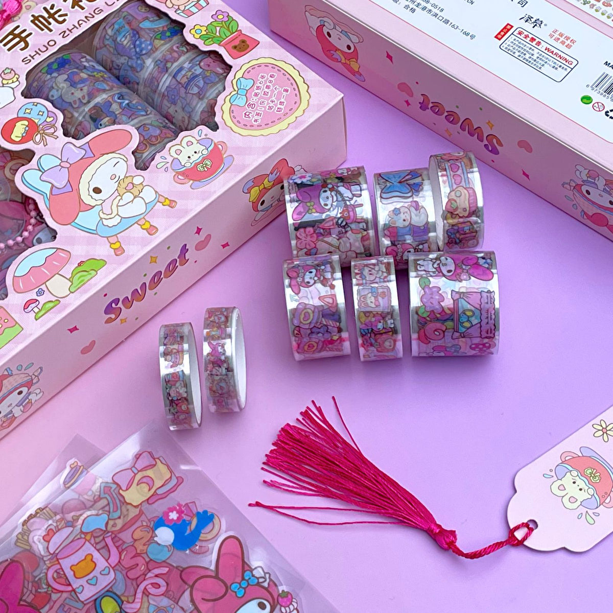 My Melody Washi Tape &amp; Stickers Diy Keychain Box - Style 2