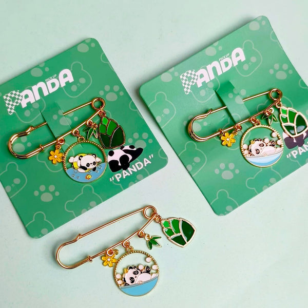 Jungle Panda Charms Gold - Brooch Style 3