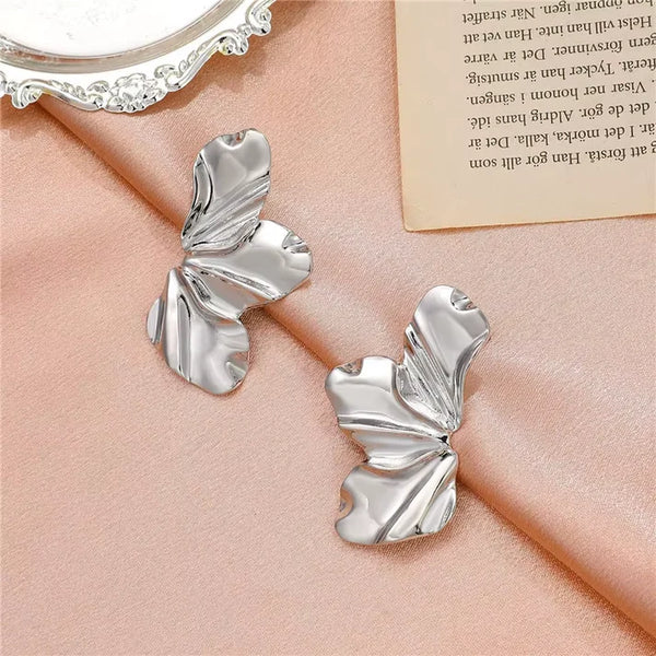 Silver Foiled Flower  - Earring