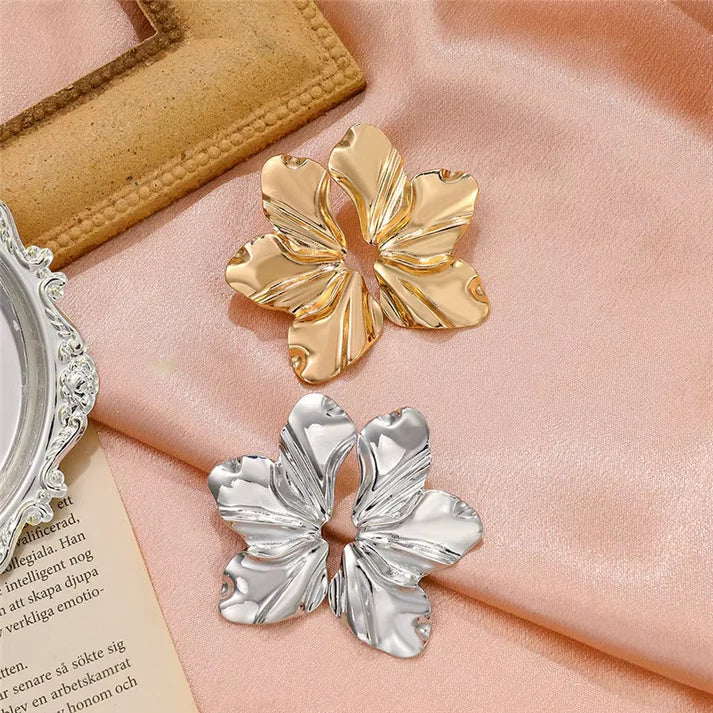 Silver Foiled Flower  - Earring