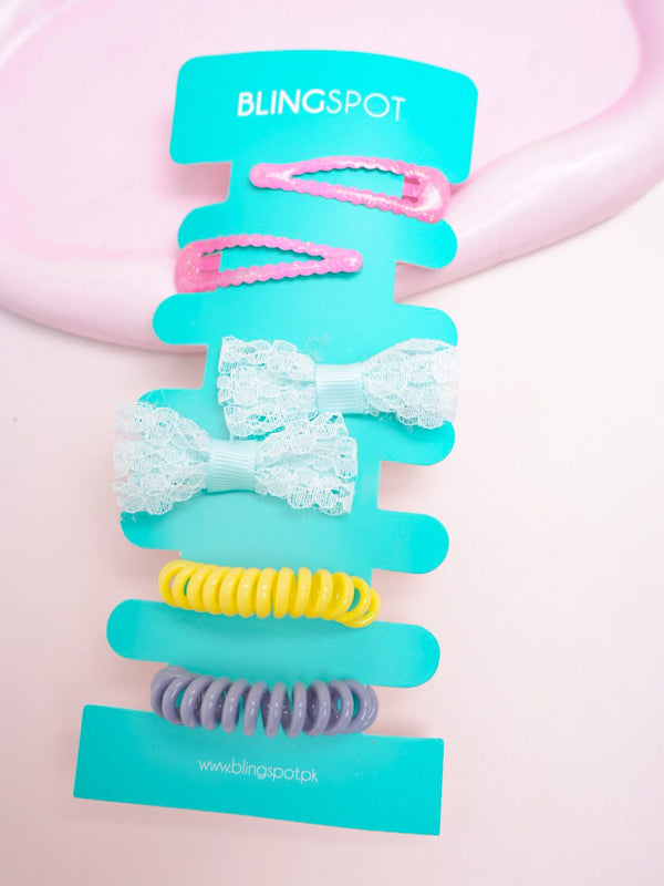 Pastel Bow Clips & Hair Ties - Hair Accessories Style 27