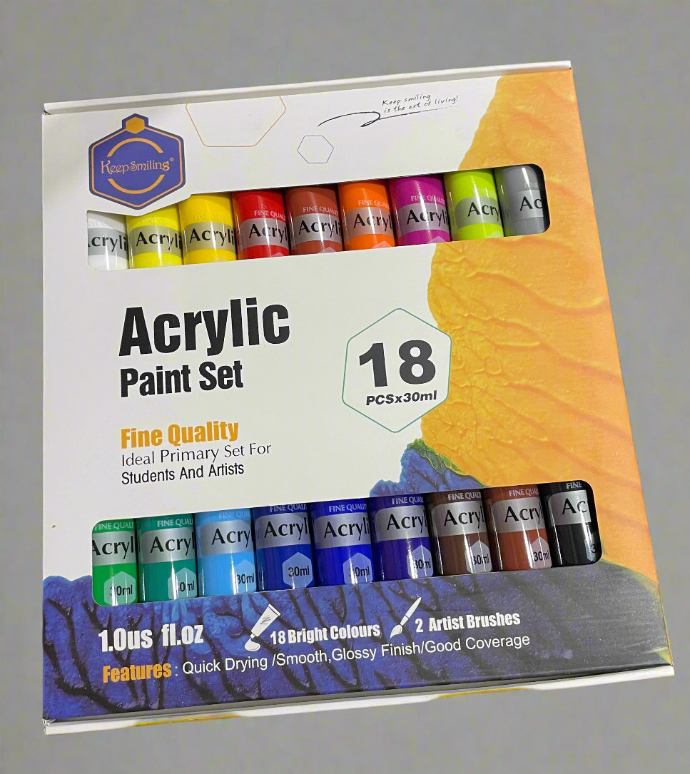 Keep Smiling Premium Acrylic Set of 12 / 18 ( Paints 30ml )