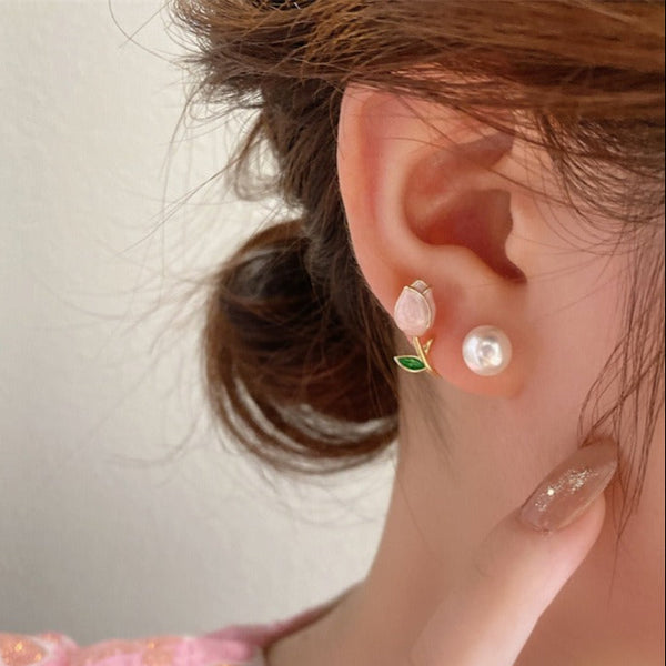 Pink Rosebud  - Earring