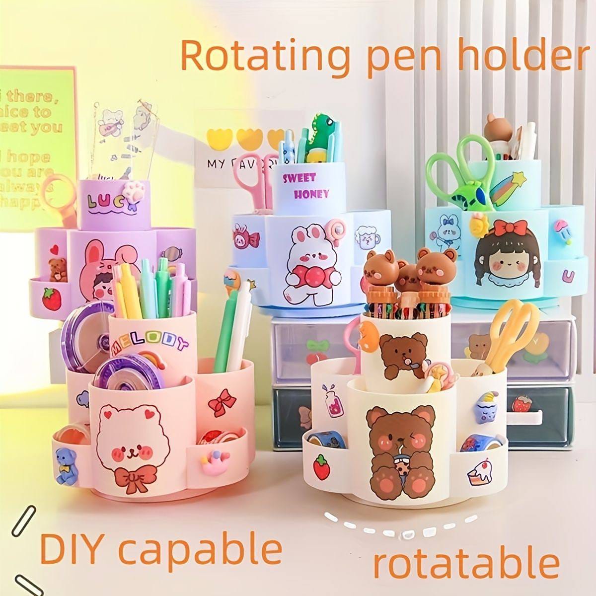 Soft Colors Rotary -  Pen Holder / Desk Organizer