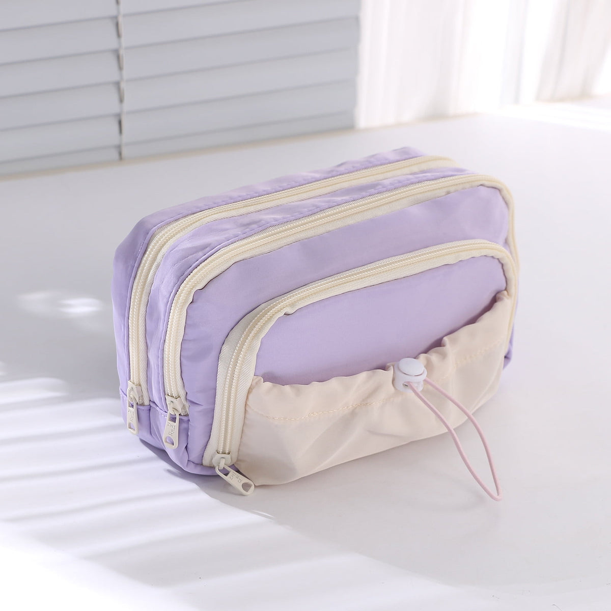 Light Purple Large Capacity - 3 Zip Pouch