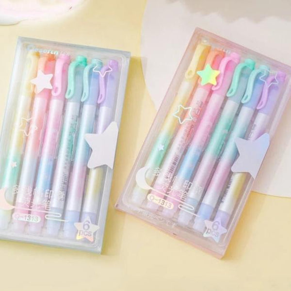Gradient Star Dual Highlighter - Set of 6