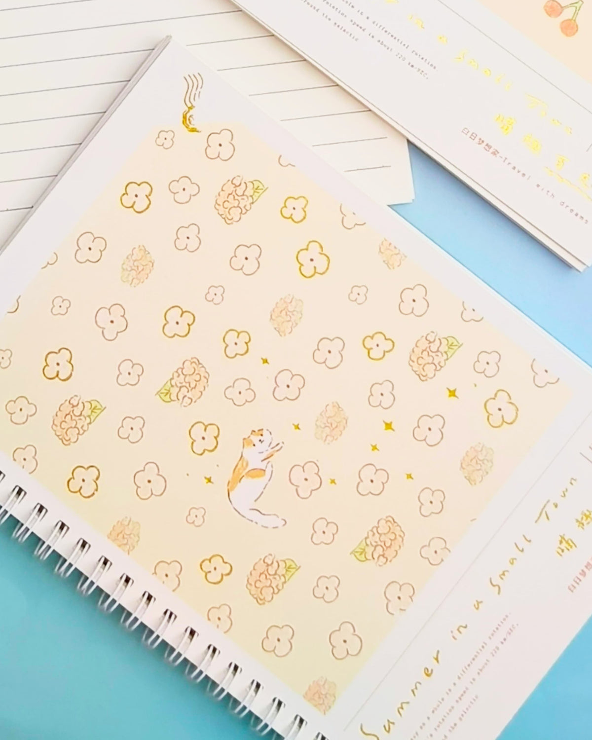 Travel With Dream Cute Cat Spiral Notebook / Journal ( 65 Lined Pages )