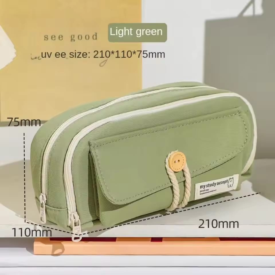 Study Hard Series Stationery Organizer Morandi Green - Zipper Pouch