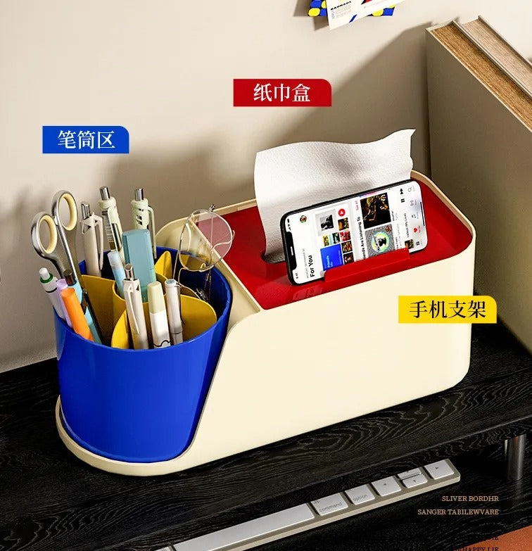360 Rotate Multifunctional - Stationery Organizer &amp; Desk Organizer - Tissue Box