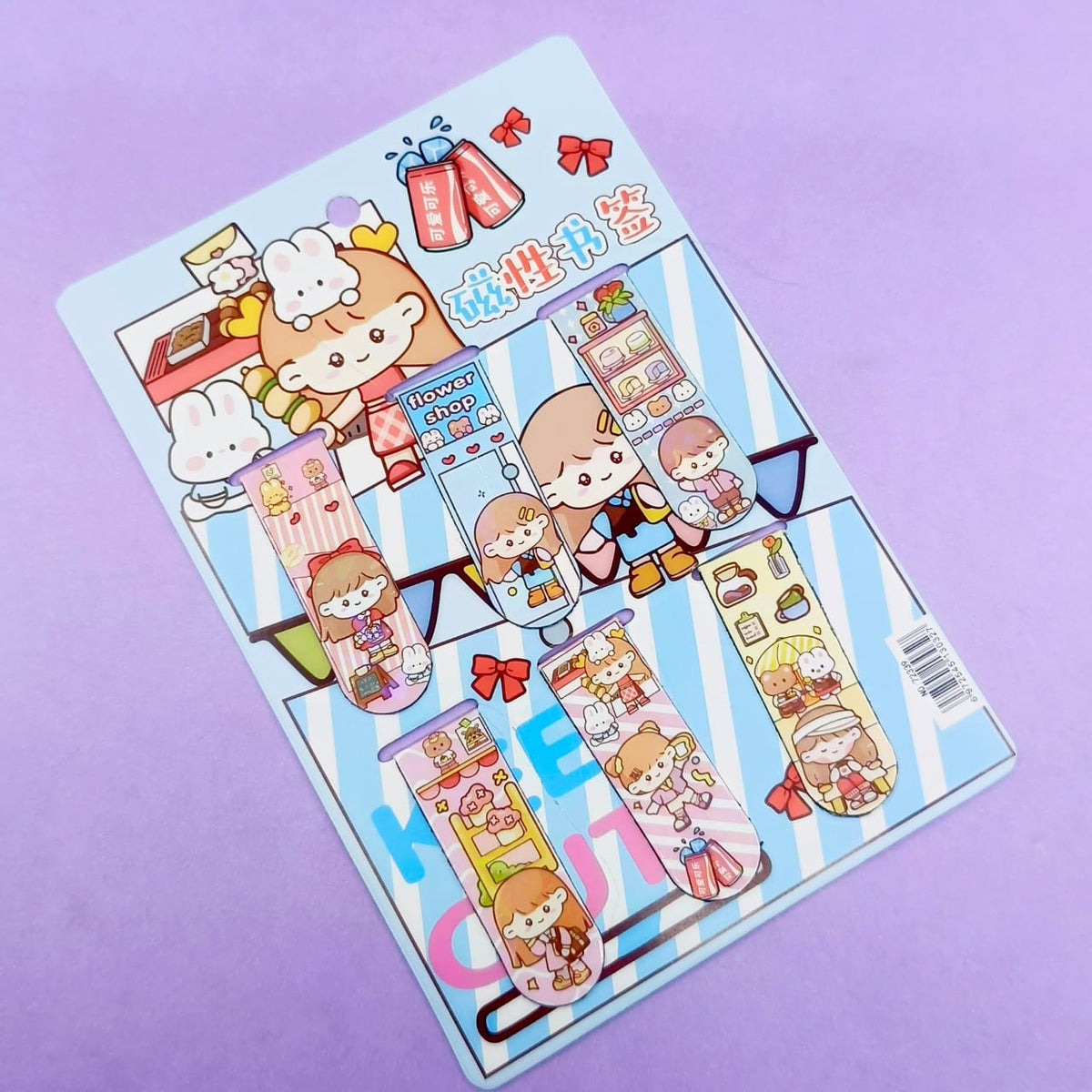 Kawai Girl Magnetic - Bookmark Set Of 6