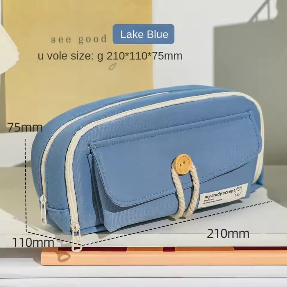 Study Hard Series Stationery Organizer Blue - Zipper Pouch