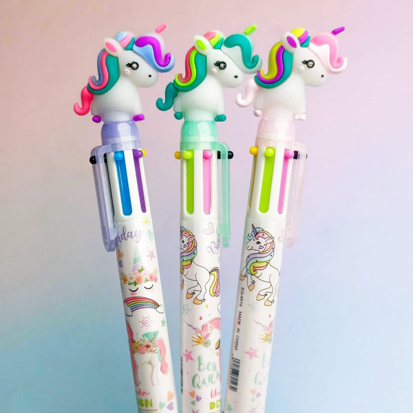 Multicolored Unicorn - Ballpoint Pen 6 in 1