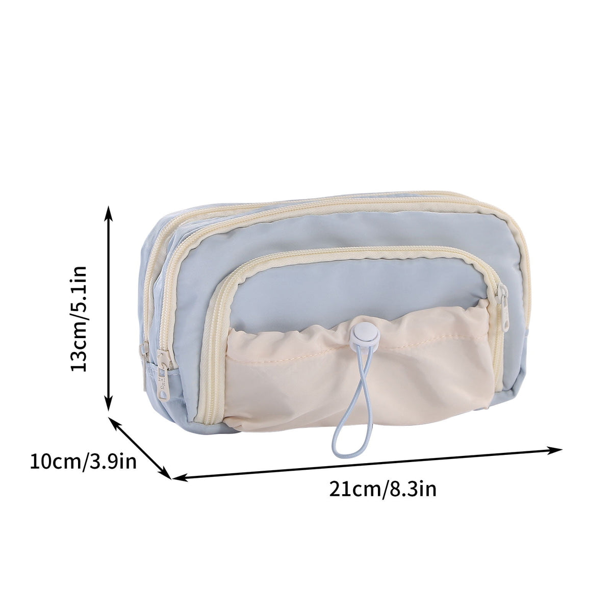 Blue Large Capacity - 3 Zip Pouch