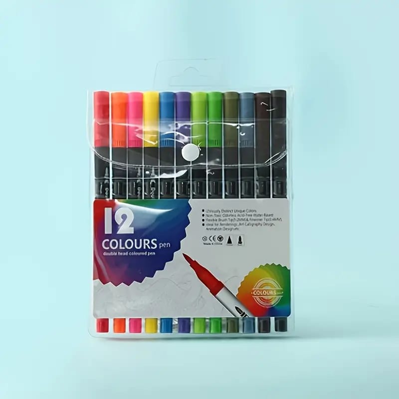 Soft Head Double Tip ( 2in 1 ) Markers Set Of 12 / 24 / 36