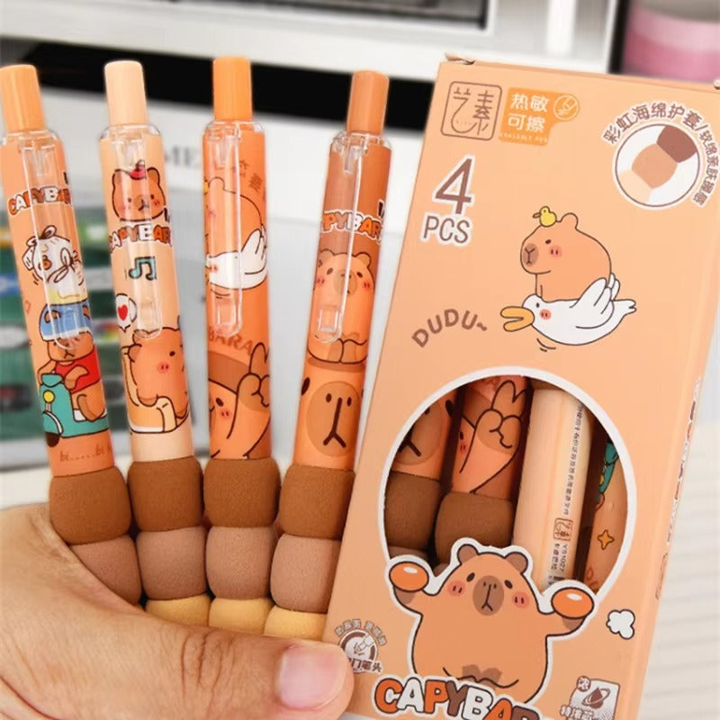 Capybara Soft Grip - Press Gel Pen Set of 4