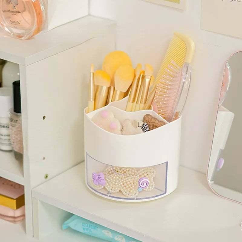 Rotary White  - Stationery Organizer &amp; Makeup Brushes Holder