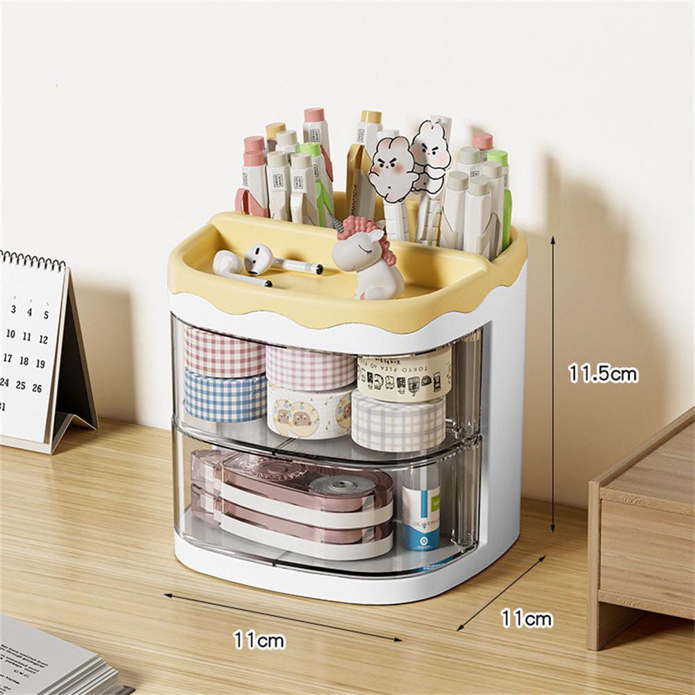 Yellow Mini Stationery 2 Drawer - Desk Organizer