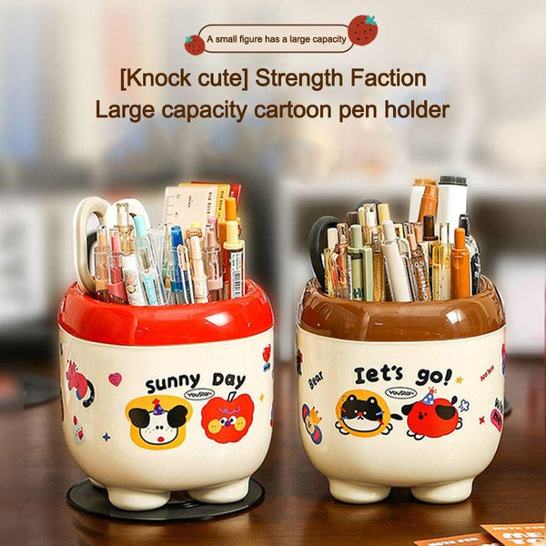 Cute Cartoon Red & Brown - Pen Holder