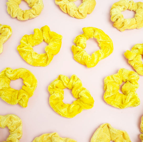 Shiny Velvet Series Honey Yellow  - Hair Scrunchie