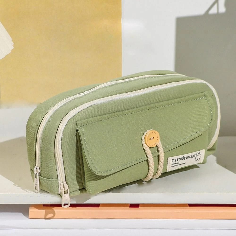 Study Hard Series Stationery Organizer Morandi Green - Zipper Pouch