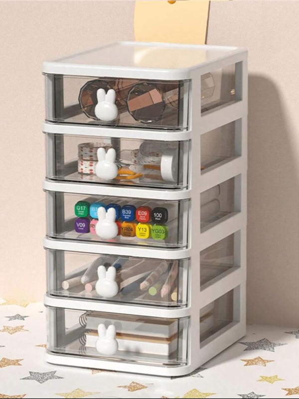 Multi Functional White Bunny  - Stationery & Jewelry Organizer  ( 5 Boxes Rack  )