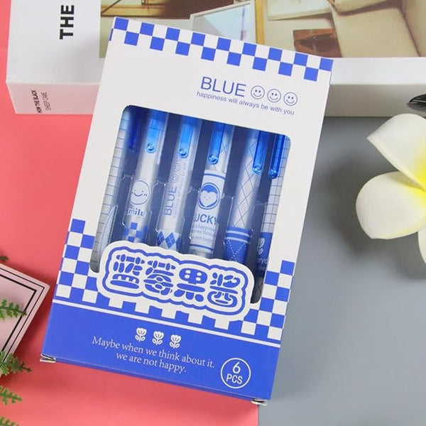 Blue Lucky Flower - Press Gel Pen Set of 6