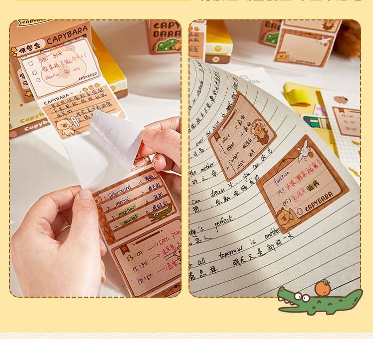 Capybara Post It Notes  - Sticker Roll Box
