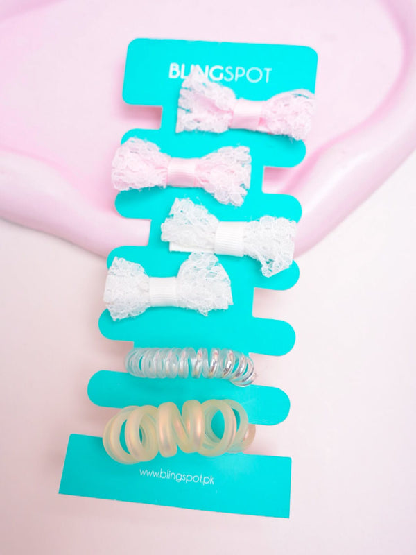 Pastel Bow Clips & Hair Ties - Hair Accessories Style 9