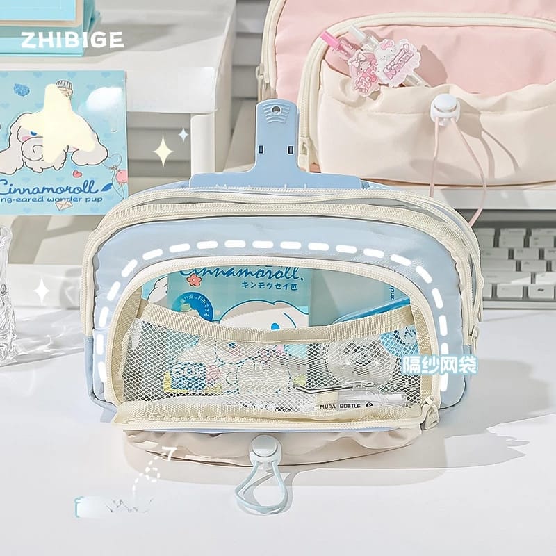 Blue Large Capacity - 3 Zip Pouch