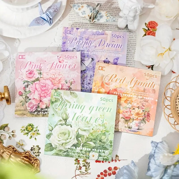 Dreamy Flowers Scrapbooking Sheets  & Sticker Notepad