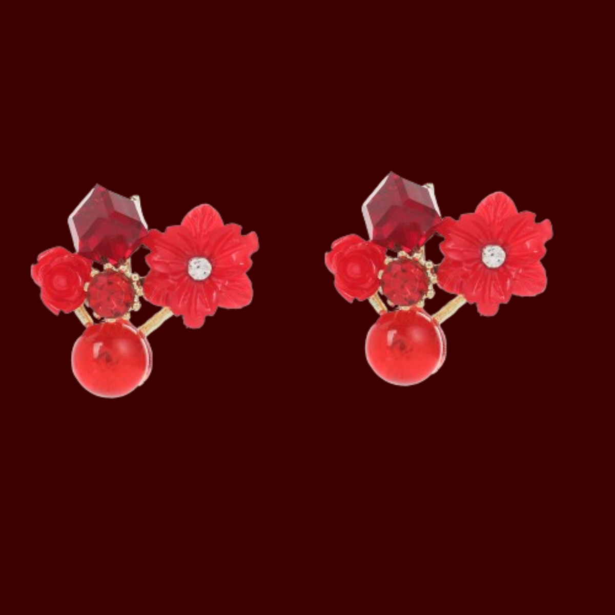 Red Flowers - Earrings