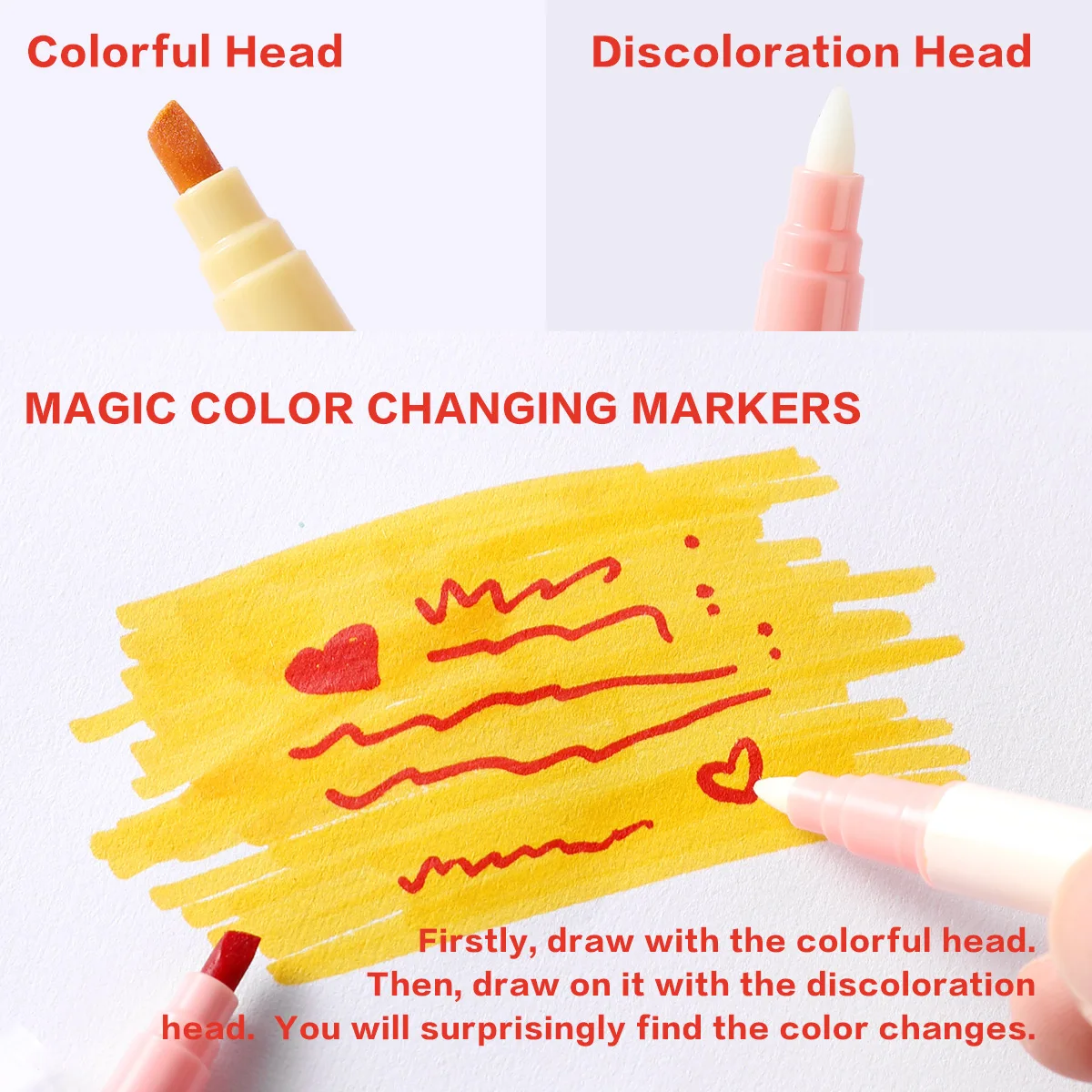 Double Head Magic Color Changing Fluorescent Highlighter Marker Set Of 6