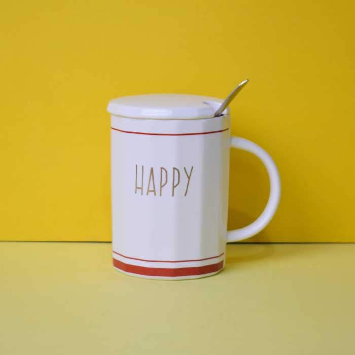 Foiled Happy White - Ceramic Mug Set