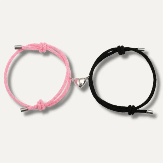 Heart Pink & Black - Bracelet Set Of 2