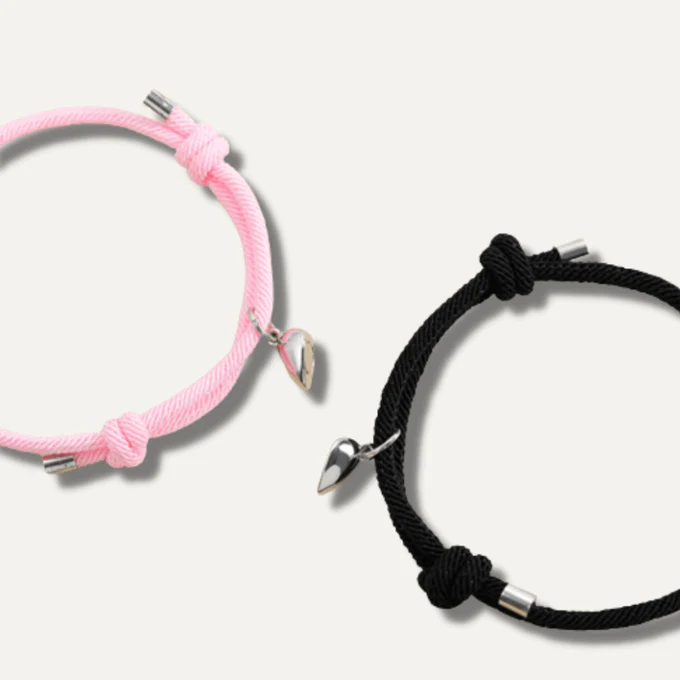 Heart Pink & Black - Bracelet Set Of 2