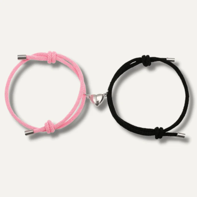 Heart Pink &amp; Black - Bracelet Set Of 2