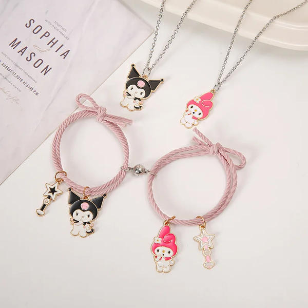 Kuromi Necklace & Bracelet Set Of 4  - Style 1