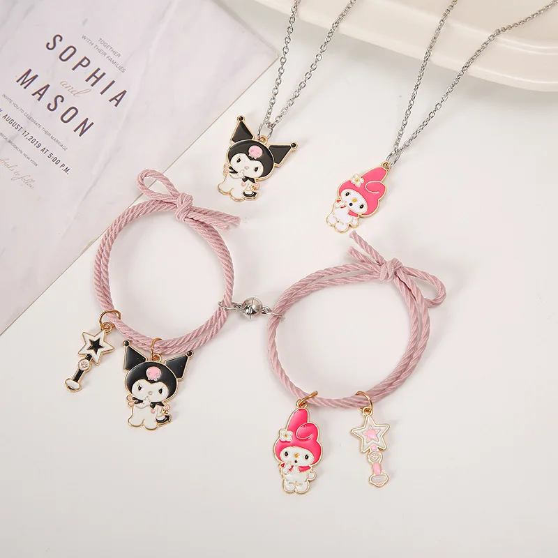 Kuromi Necklace &amp; Bracelet Set Of 4  - Style 1