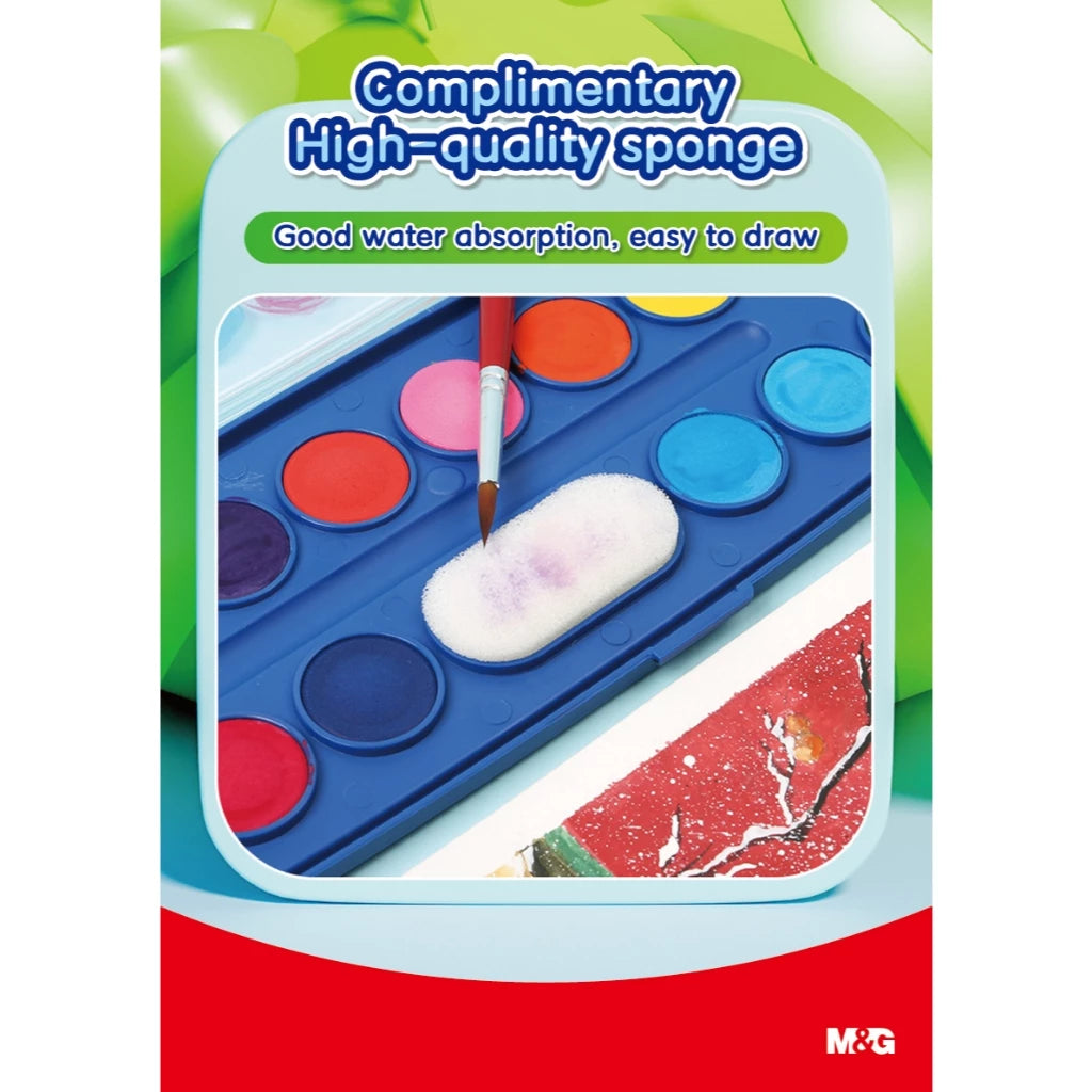 M&amp;G Watercolor Blocks With Palette And Brush - Set of 12+2 / 24+2 / 36+2